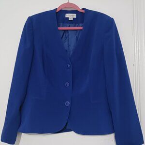 John Meyer of Norwic blue suit blazer and skirt
